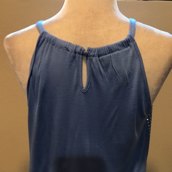 NWT Inc International Concepts Blue Top Shiny Grommets Front Halter Top—M - Picture 7 of 12